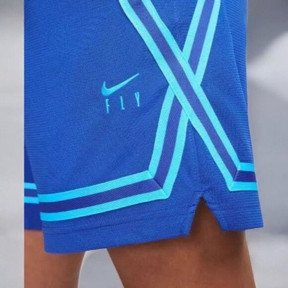 Nike Dri-FIT Fly Crossover Women Basketball Elastic Waist Shorts Blue NEW 2XL - Picture 4 of 9